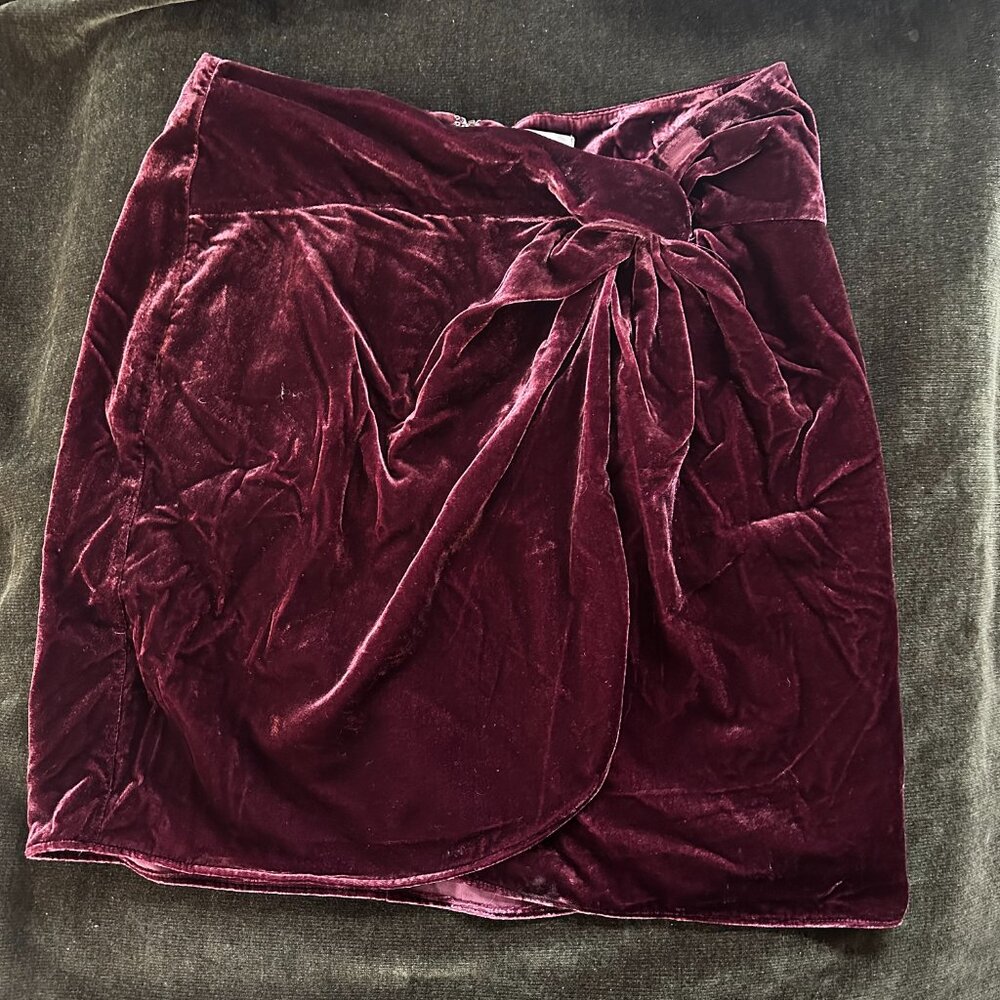 LOFT Velvet Burgundy Skirt